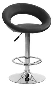 Scaun bar H15, negru/crom, piele ecologica/metal, 54x46x80/102 cm