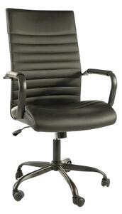 Scaun birou Q-306, negru, piele ecologica/metal, 58x51x106/116 cm