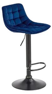 Scaun bar H95, albastru/negru, stofa catifelata/otel, 43x44x84/106 cm