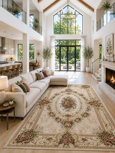 Covor Lotos 1529-110, Marime 250 x 350 cm, Bej, Inaltime Fir 8 mm, Antialergic, Polipropilena, Living, Dormitor, Sufragerie, Birou 250 x 350