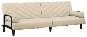 Canapea extensibilă cu cotiere, crem, material textil