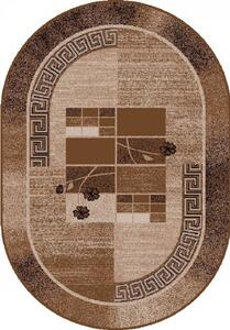 Covor Oval Luna 1815-12, Marime 80 x 150 cm, Maro, Inaltime Fir 6 mm, Antialergic, Polipropilena, Living, Dormitor, Sufragerie, Birou 80 x 150