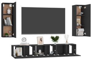 Set dulapuri TV, 5 piese, negru, lemn prelucrat