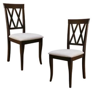 Set 2 scaune dining din lemn de fag Venetia, cadru nuc, textil Solo 22