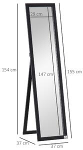 Oglindă de perete și oglindă de podea HOMCOM cu suport pliabil și cadru MDF, oglindă verticală modernă 37x48x152cm