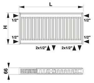Radiator oțel Rotheigner VKU 8-RAC 21 400x500 mm, 8 variante (lateral, jos dreapta sau stânga sau central)