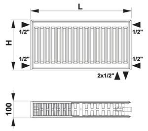 Radiator oțel compact Rotheigner Tip DK, 300x500 mm, 6 racorduri