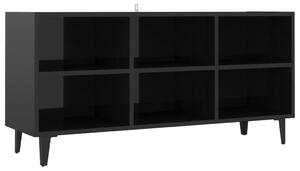 Comodă TV cu picioare metalice negru extralucios 103,5x30x50 cm