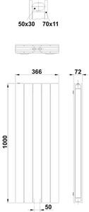 Radiator / Calorifer decorativ baie Rotheigner Panel 366x1000 mm, alb