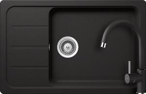 Set chiuveta bucatarie Schock Formhaus D-100LS 780 x 500 mm si baterie bucatarie Schock Plutos Cristalite Nero, negru