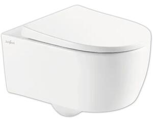 Vas WC suspendat Jungborn FIVE, incl. capac WC, fără margine clătire, turboflush, alb