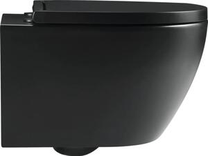 Vas WC suspendat Jungborn TWO 52, incl. capac WC, fără margine clătire, turboflush, negru mat