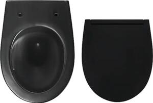 Vas WC suspendat Jungborn TWO 52, incl. capac WC, fără margine clătire, turboflush, negru mat