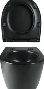 Vas WC suspendat Jungborn TWO 52, incl. capac WC, fără margine clătire, turboflush, negru mat