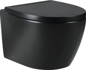 Vas WC suspendat Jungborn TWO 52, incl. capac WC, fără margine clătire, turboflush, negru mat