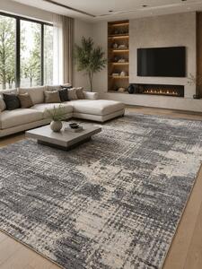Covor Calvin Klein CK953, Gri, Bej, Marime 97 x 152 cm, Modern, Ideal pentru Living, Dormitor, Birou, Sufragerie 97 x 152