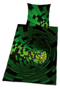Lenjerie de pat din bumbac Herding 3D effect verde, 140 x 200 cm, 70 x 90 cm