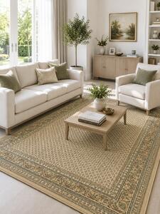 Covor Belgian Premium Kasmar 9595-684, Marime 80 x 250 cm, Bej, Inaltime Fir 9 mm, Antialergic, Polipropilena, Living, Dormitor 80 x 250