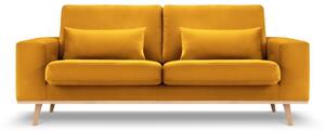 Canapea Tugela cu 2 locuri si tapiterie din catifea, galben