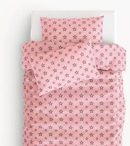 Goldea lenjerie de pat pentru copii din 100% bumbac - model 861 steluțe pe carouri mici roși 140 x 200 și 70 x 90 cm