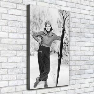 Tablou pe pânză canvas Femeie cu schiuri