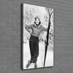 Tablou pe pânză canvas Femeie cu schiuri