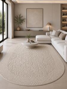 Covor Oval Itea 42005-116, Marime 200 x 300 cm, Bej, Inaltime Fir 10 mm, Antialergic, Polipropilena, Living, Dormitor 200 x 300