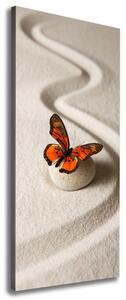 Tablou pe pânză canvas piatra Zen și fluture