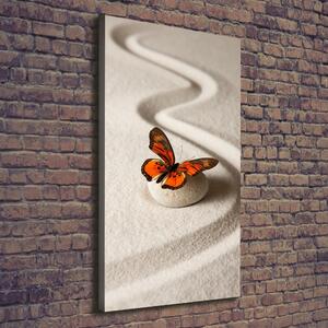 Tablou pe pânză canvas piatra Zen și fluture