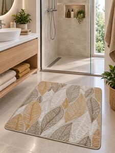 Covoras Antiderapant pentru Baie si Piscina Forest Brown V23027A, 65 × 80 cm, Absorbant, tip Burete, PVC, Maro / Bej Forest Brown