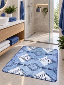 Covoras Antiderapant pentru Baie si Piscina Blue Arrows V24039A, 65 × 80 cm, Absorbant, tip Burete, PVC, Alb / Bleu Blue Arrows