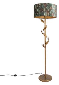 Lampă de podea aurie cu abajur cu design de frunze și interior auriu 50cm - Linden