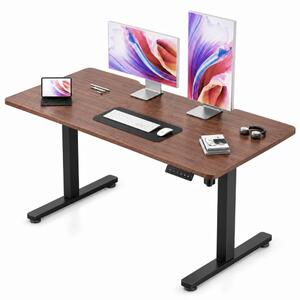 SIHOO D03 – Birou electric reglabil pe înălțime, blat dintr-o singură piesă 140 × 70 cm, reglaj 72–120 cm, sistem anticoliziune, capacitate 60 kg, Negru/Nuc