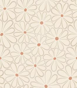 Tapet Flori mari, conturate, pe un fundal crem deschis, Tapet flori, a01234v1 : Uwalls.ro