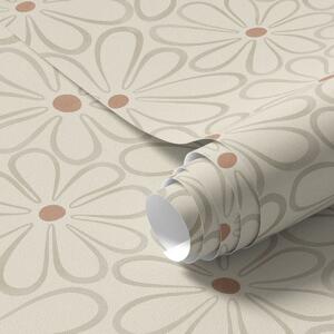 Tapet Flori mari, conturate, pe un fundal crem deschis, Tapet flori, a01234v1 : Uwalls.ro