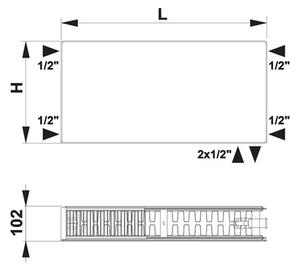 Radiator oțel Rotheigner Tip DK (22) 400x700 mm, 6 variante (jos, dreapta sau lateral)l)