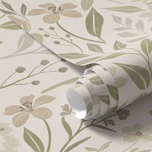 Tapet Flori sălbatice delicate, în nuanțe naturale, Tapet flori, a01238 : Uwalls.ro