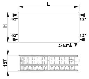 Radiator oțel Rotheigner Tip 3K (33) 500x500 mm, 6 variante (jos, dreapta sau lateral)