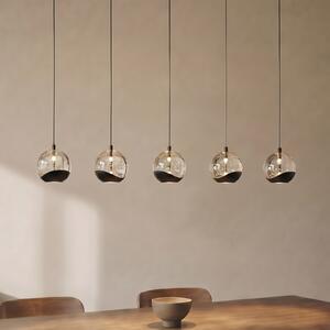 Lucande Lampă suspendată LED Hayley, negru, 5 becuri, alungită, Negru, Camera de zi / sufragerie, Sticlă, Modern