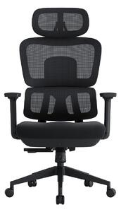 Scaun ergonomic premium Kino-H, spătar reglabil pe înălțime, suport lombar reglabil, tetieră 3D, cotiere 3D, șezut glisant, reclinare 125°, Mesh + Textil, Negru