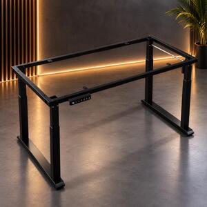 ELEVON ST01 - Cadru electric reglabil pentru birou, 2 motoare, înălțime reglabilă 70–114 cm, structură extensibilă 112–165 cm, 4 memorii, senzor anti-coliziune, funcționare silențioasă, Negru