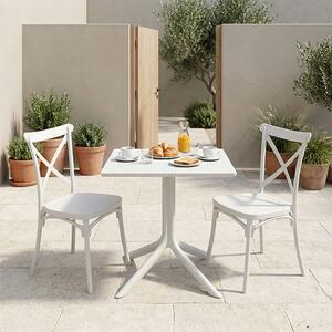 Set 3 bucati masa si scaune gradina, Groovy Crossie, Alb, 60x60x76 cm