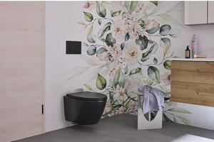 Vas WC suspendat Jungborn TWO, incl. capac WC, fără margine de clătire, tehnologie Turbo Flush, negru mat