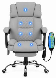 PRESTIGE FABRIC OC-514 PRO – Scaun Directorial Tapițerie Premium Dublu Strat Anti-Zgâriere, Masaj în 7 Puncte, Mecanism Multifuncțional, Suport Picioare, Bază Cromată, Gri