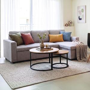 Set mobilier studenti masute de cafea si canapea modulara, 3 buc, Zene, Natural, 223x146x85 cm