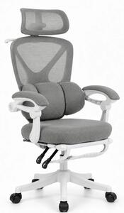 ELITE PRO 870GR – Scaun Ergonomic Premium, Mesh Respirabil, Tetieră Reglabilă, Suport Lombar, Suport pentru Picioare Retractabil, Funcție Recliner, Reglaj pe Înălțime, Gri