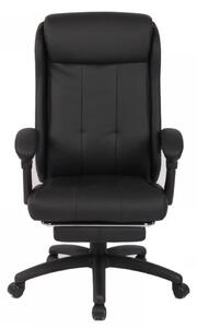 RESIGILAT- Scaun directorial, suport picioare, inaltime reglabila, spatar rabatabil 90-130 grade, piele PU, Negru