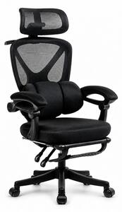 ELITE PRO 870BK – Scaun Ergonomic Premium, Mesh Respirabil, Tetieră Reglabilă, Suport Lombar, Suport pentru Picioare Retractabil, Funcție Recliner, Reglaj pe Înălțime, Negru