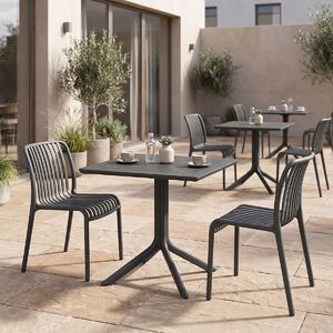 Set mobilier dining 3 piese Zoi Groovy, Antracit, 80x80x74 cm