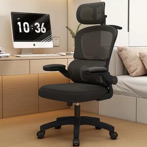 RESIGILAT- Scaun ergonomic cu suport lombar dinamic, tetieră 4D, cotiere rabatabile, Negru